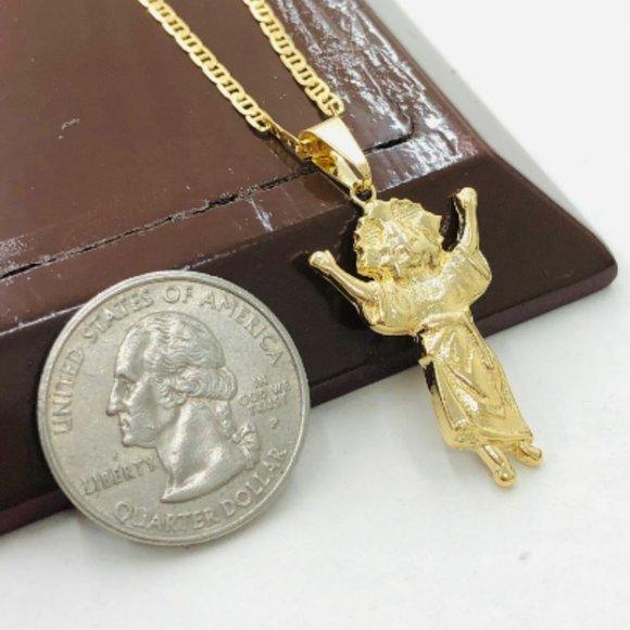 Womens Divino Nino Necklace with Mariner Chain 20" in Gold Fillled Cadena de Oro - Picture 4 of 10